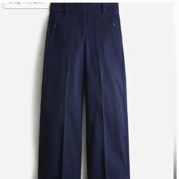 J. Crew Navy  Sydney wide-leg pant in bi-stretch cotton Size 4 - Picture 3 of 12